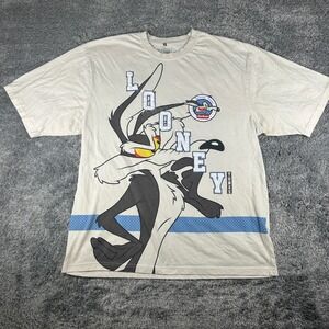 Vintage Looney Tunes Wile E Coyote Shirt Mens 4XB Beige Graphic Cartoon Tee